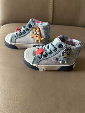 Kids Light Blue High-Top Sneakers with Character Patches